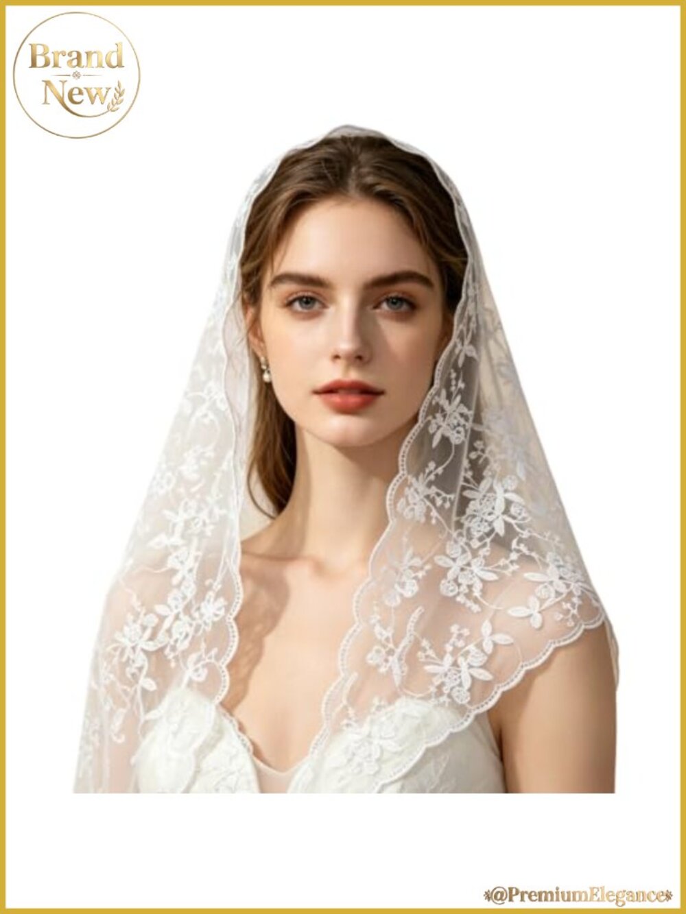 Triangle White Lace Mantilla Veil for Women Catholic Church Prayer Spanish Comb